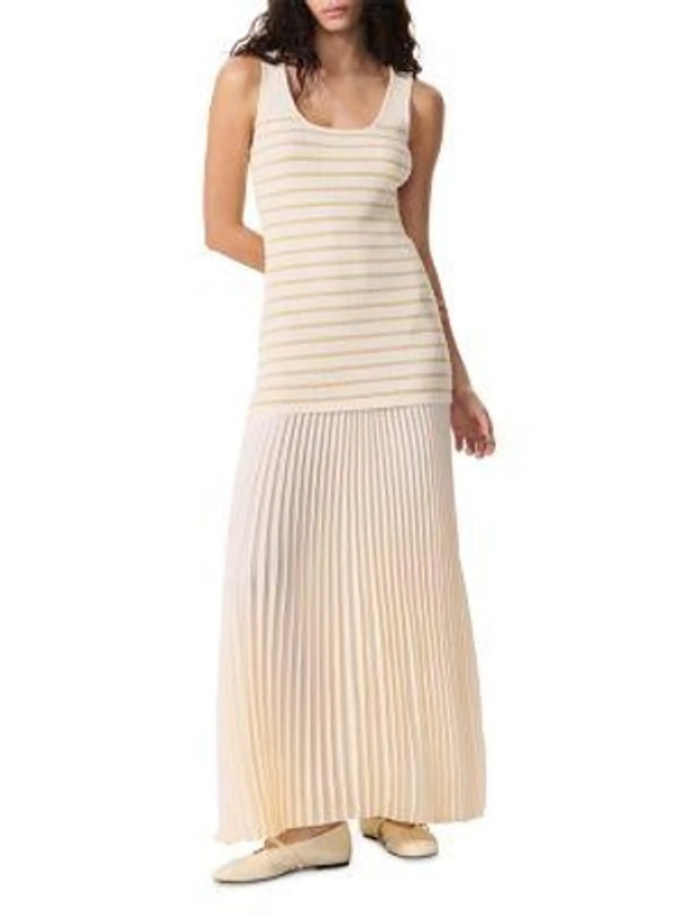 Rag&Bone Sleeveless Cream Striped Maxi Dress